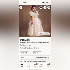 Kids Filipiniana Ball Gown with Floral Design